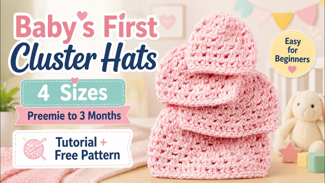Easy Crochet Baby Newborn Cluster Hat