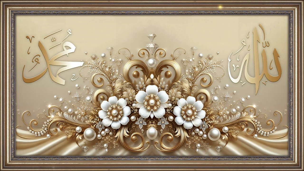 الله | محمد | لوحة فنية رائعة مذهبة The Art Corner TV 4K | Gold framed vintage | TV Art Screensaver