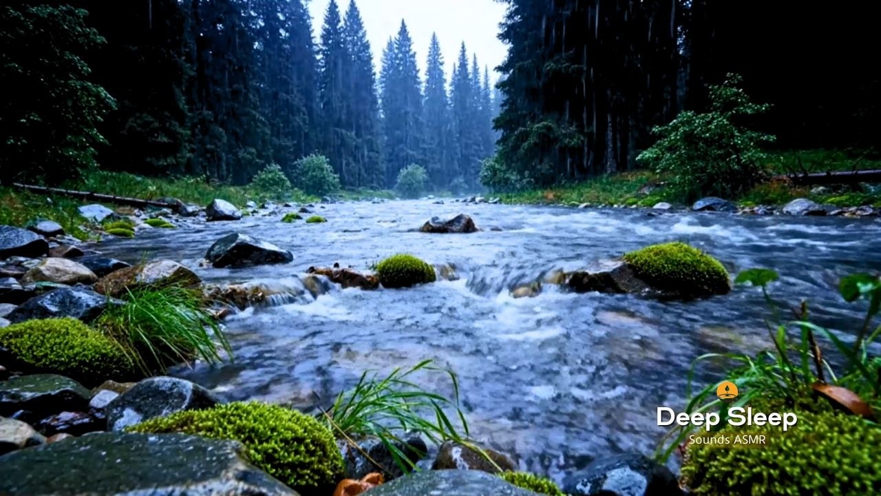 Rain and Flowing River Sounds for Relaxed Breathing and Sleep