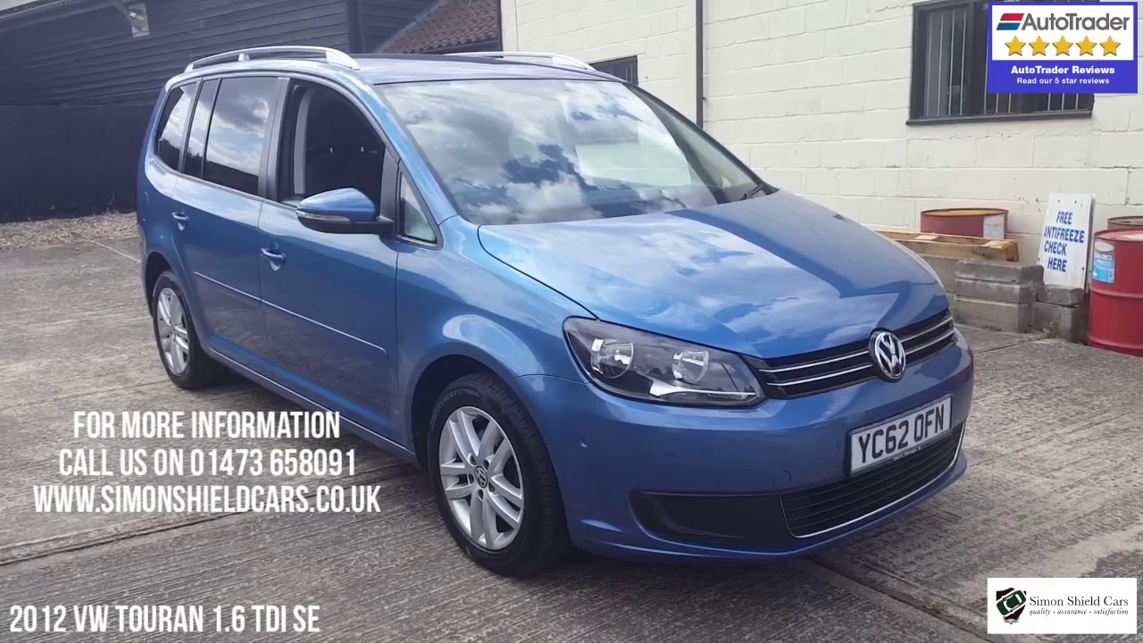 2012 VW Touran 1.6 tdi se for sale at Simon Shield Cars Ltd, Ipswich, Suffolk