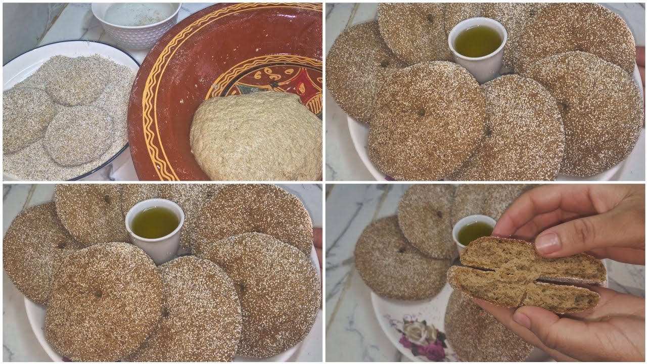  خبيزات الشعير بالخميرة البلدية👌 بدون دقيق أبيض وبدون سكر صحي منفوخ كامل 