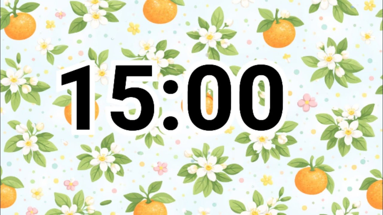 15-Minute Orange Blossom Garden Timer | Bright Spring Classroom Countdown