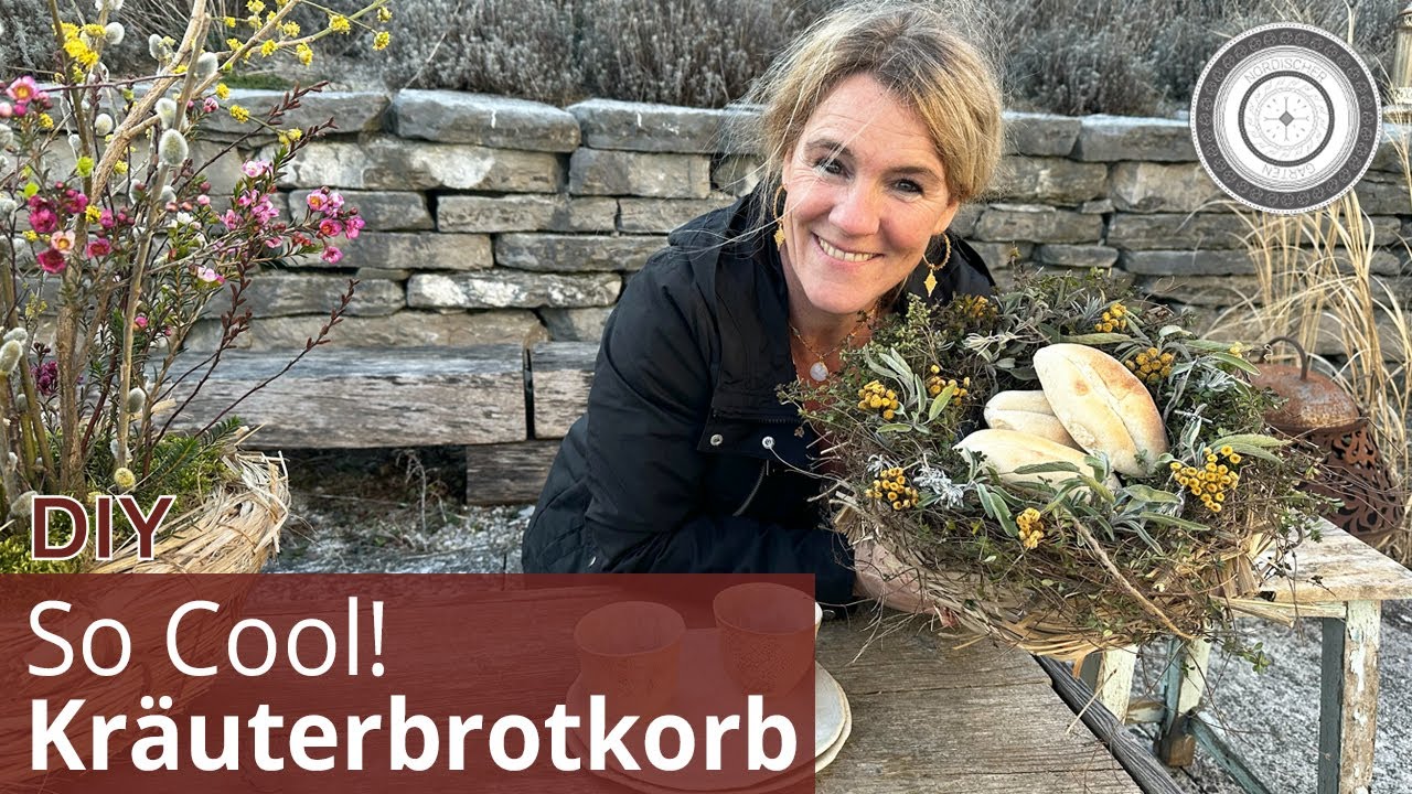 DIY - Körbe selber machen aus Gräsern, GENIALER KRÄUTERBROTKORB, Frühlingsdeko Haustüre,