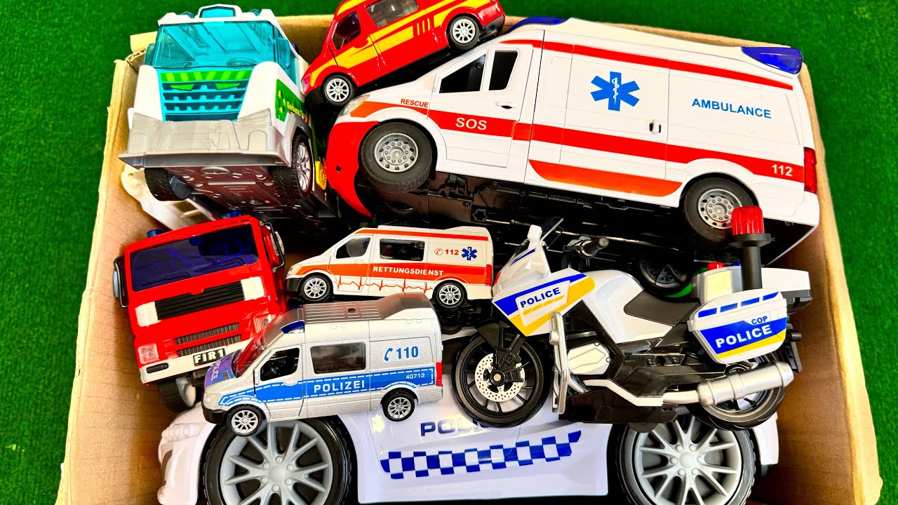 ASMR 7 minutes of satisfying unboxing Ambulance Garbage Trucks Model Cars ASMR | Toys Review 
