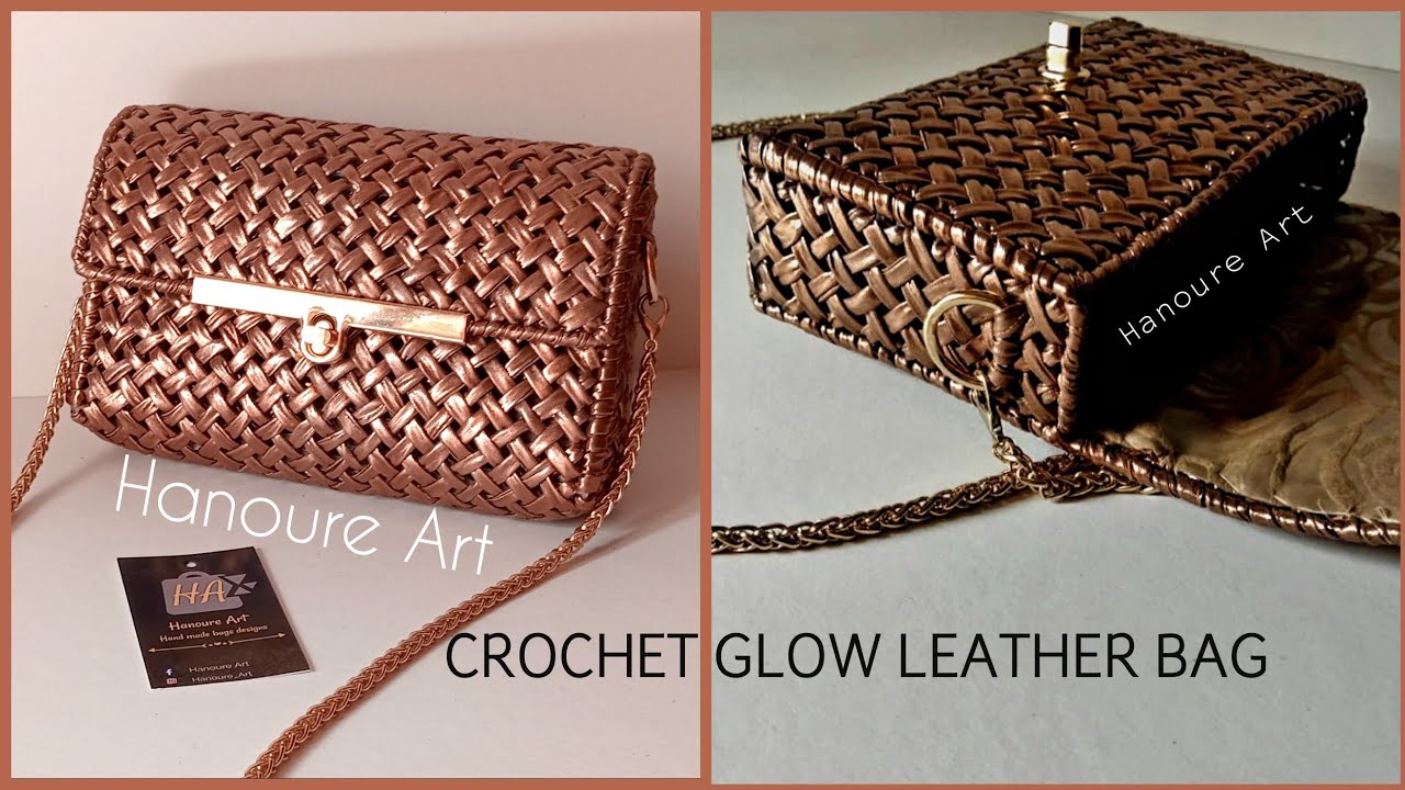 Diy Luxury bag with plastic canvas and leather metallic thread - full tutorial- New bag design