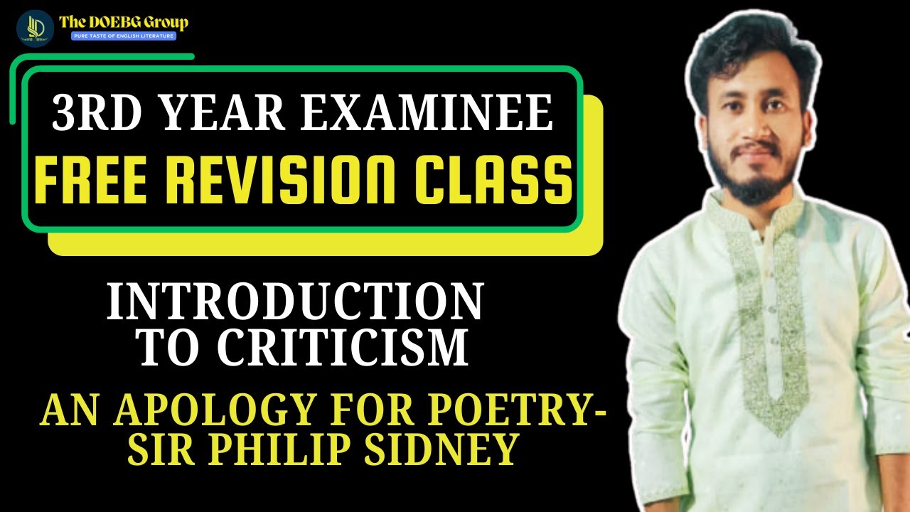 3rd Year Exam Preparation Class | An Apology for Poetry - Sir Philip Sidney | Intro to Criticism