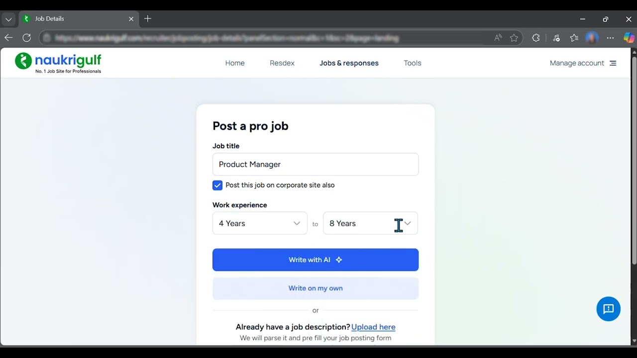 Post a job on Naukrigulf