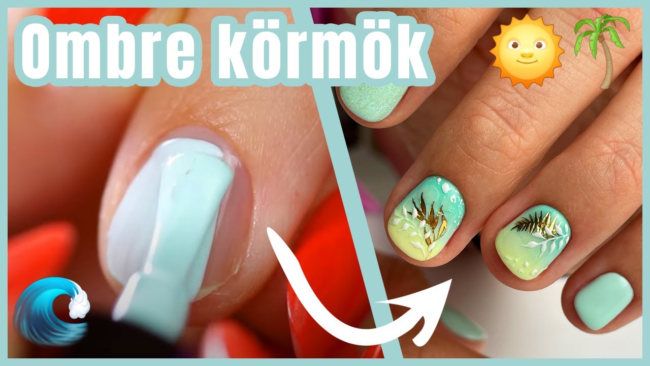 Trendmánia - nyári pálmaleveles körmök fagyi színű gél lakk alapon
