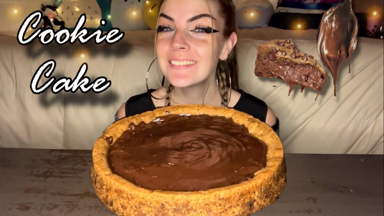 GOOEY HAZELNUT COOKIE CAKE MUKBANG! (Vegan) (No Talking)