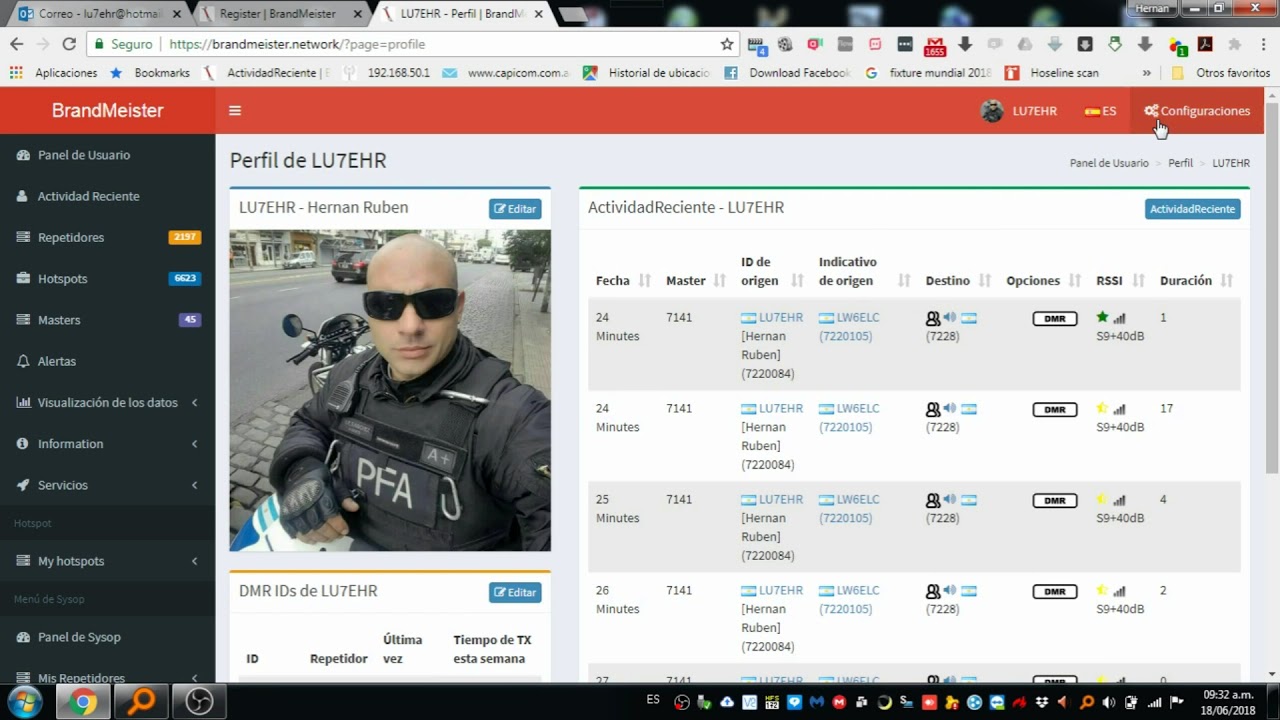 LU1COP - Crear cuenta en brandmeister - Configuracion basica - Configurar baliza de APRS