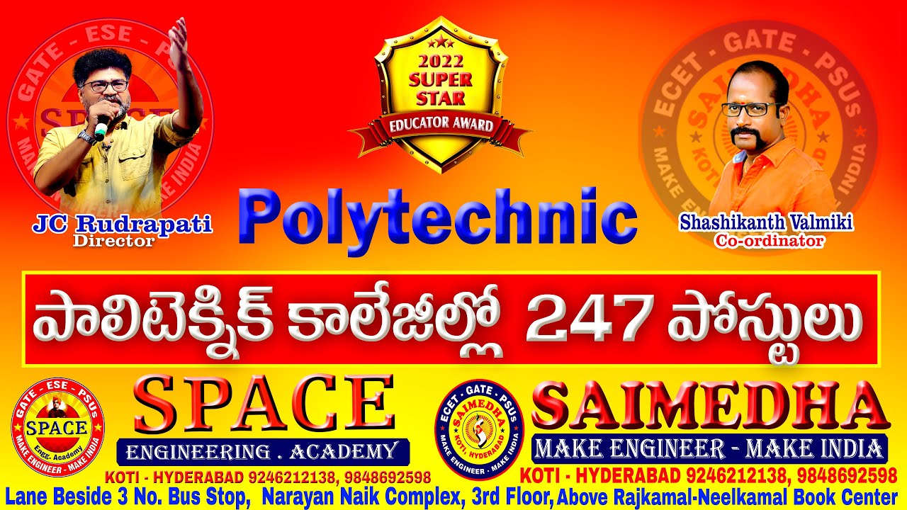 POLYTECHNIC LECTURER'S POSTS - 247 II SAIMEDHA KOTI - HYD