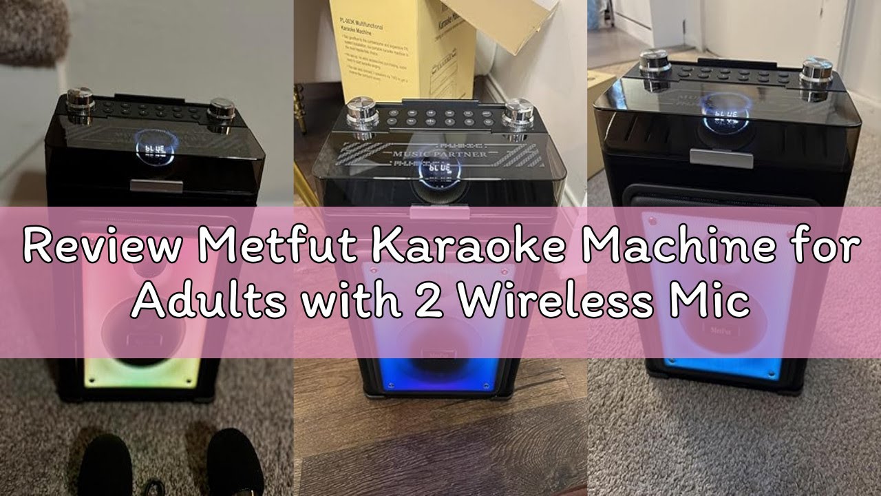 Review Metfut Karaoke Machine for Adults with 2 Wireless Microphones & Guitar Input, Professional Bl