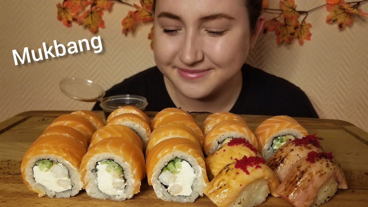 CУШИ РОЛЛЫ ЛОСОСЕВОЕ НАСТРОЕНИЕ МУКБАНГ АСМР | SUSHI ROLLS SALMON MOOD MUKBANG ASMR eatingshow 먹방
