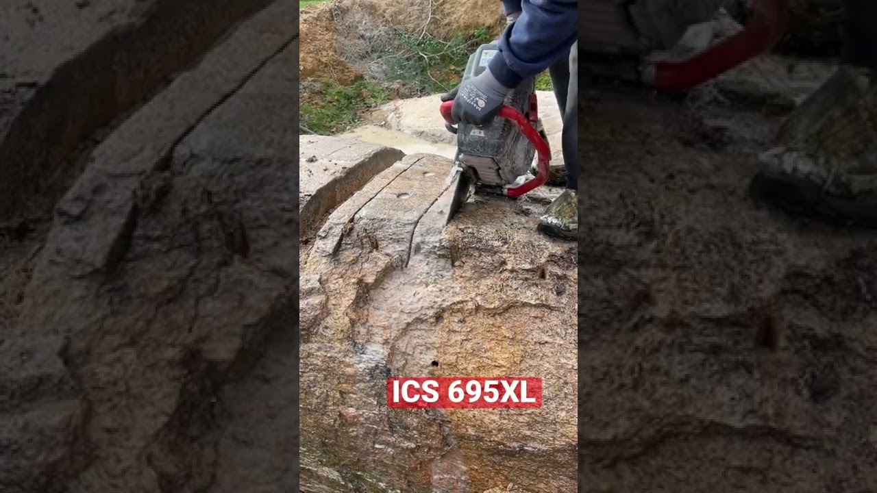 ICS Diamond tools 695XL is a Beast!! #ICSdiamondtools #saw #concretesaw #rock #lawn