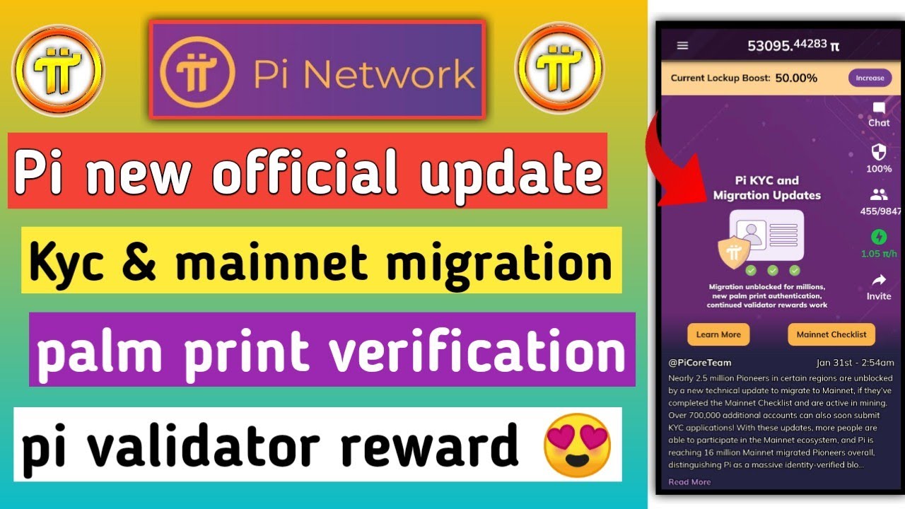 Pi network new update | pi kyc & mainnet migration | pi palm print verification | pi network