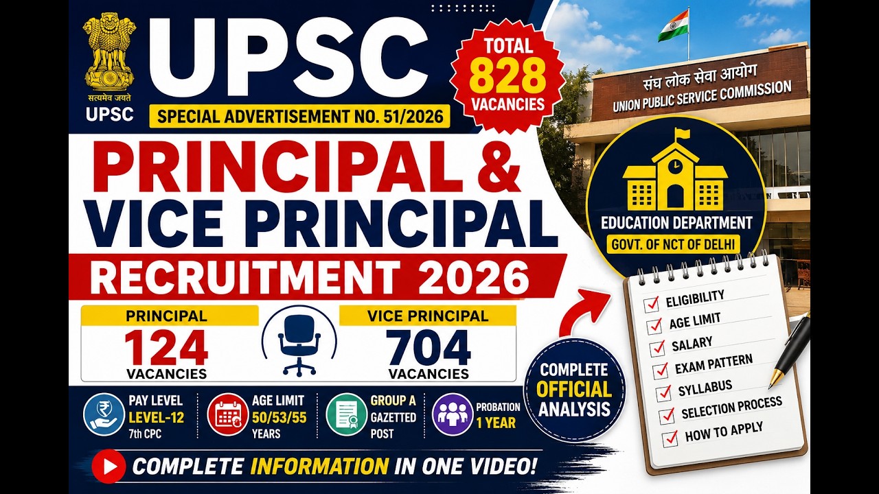 UPSC Principal & Vice Principal 2026 | Complete Notification | Eligibility | Experience | Salary