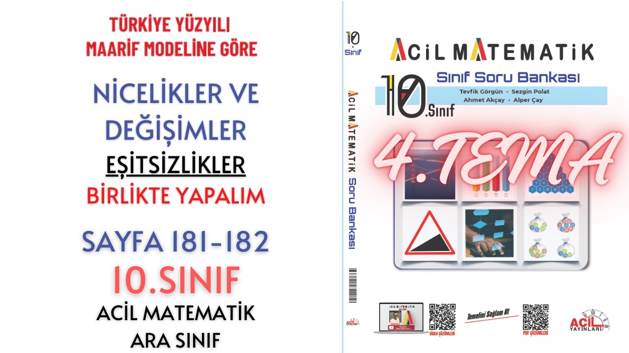 10.Sınıf Soru Bankası Eşitsizlikler Birlikte Yapalım Sayfa 181-182