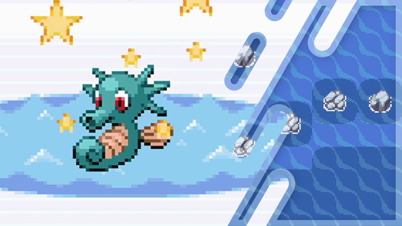 Shiny Horsea in Pokemon FireRed after 22,852 fishing encounters