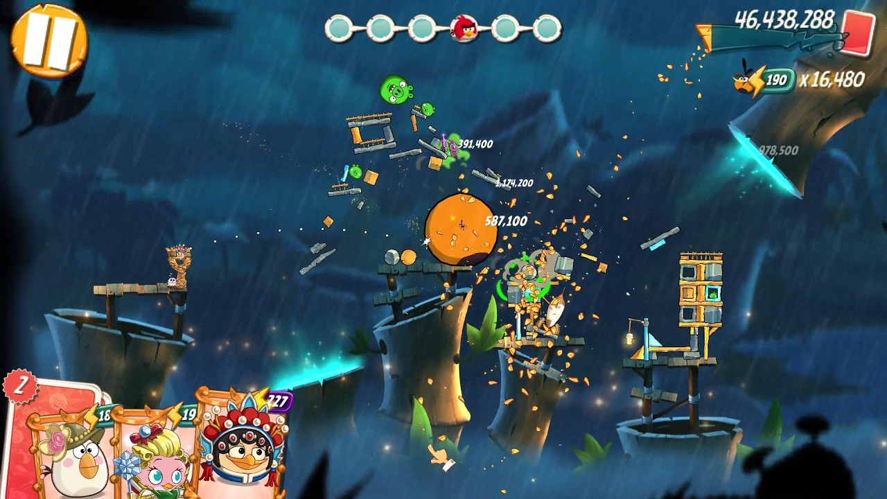 Angry Birds 2 Windows PC Daily Challenge 4-5-6 rooms Today for extra Red card (February 14, 2026)
