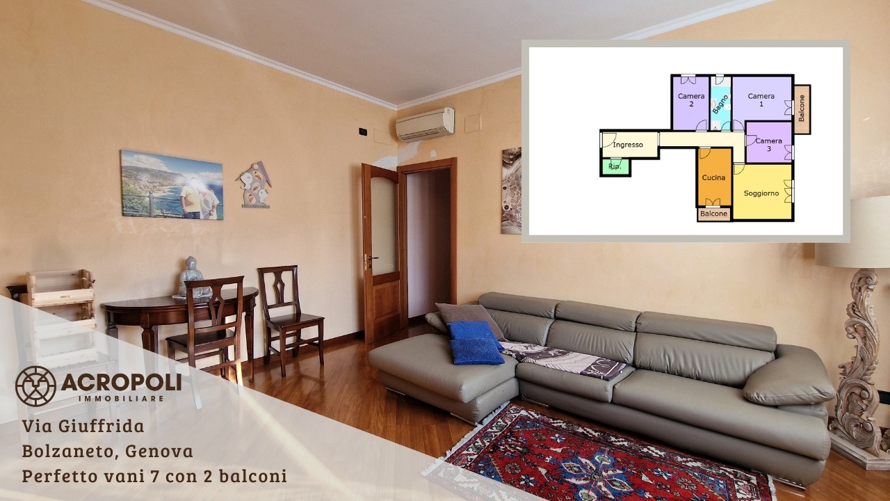 Vendiamo perfetto vani 7, con 2 balconi, in Via Giuffrida, Bolzaneto, Genova