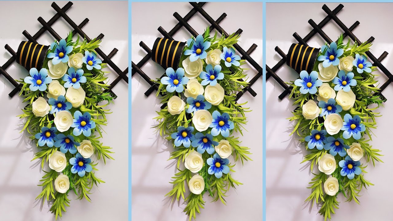 Paper flower wallhanging / wallmate / decorations idea / flower making / DIY paper craft 
