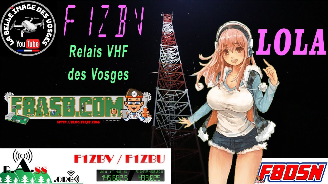 LOLA - Relais RADIOAMATEUR VHF F1ZBV vue drone + visite  local technique par F8ASB #OndesPositives