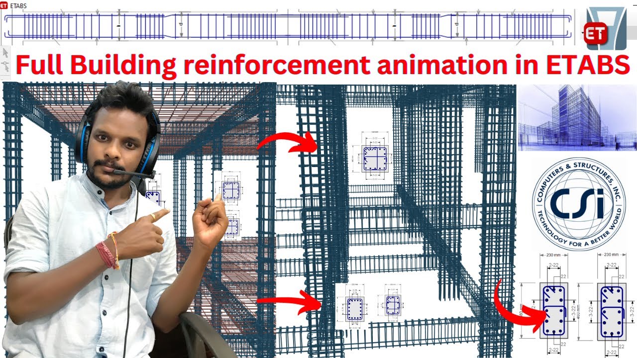 Building Video Animation in ETABS Software | Reinforcement 3D views | Beam design | Column design |
