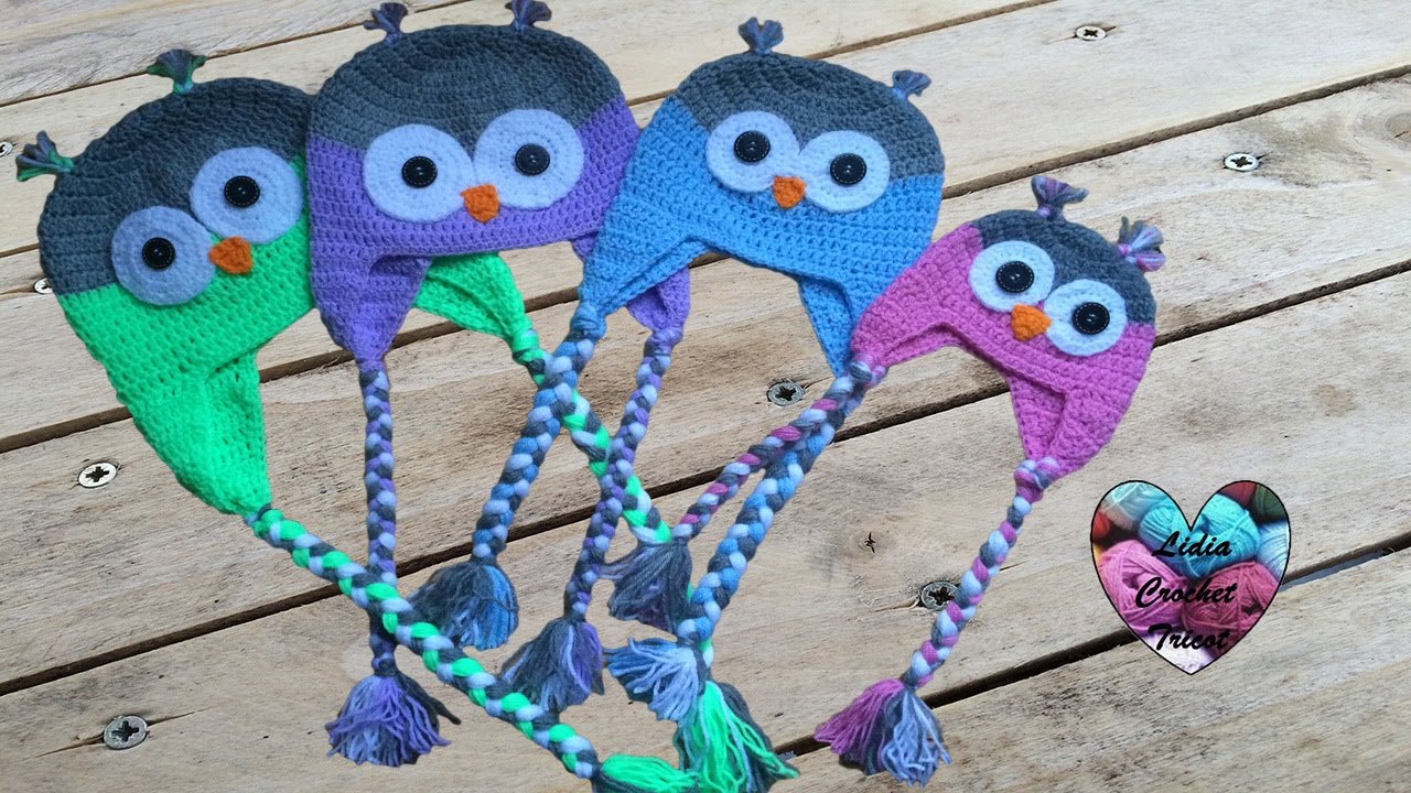 Bonnet hibou crochet (toutes tailles) / Owl beanie crochet (all sizes, english subtitles)