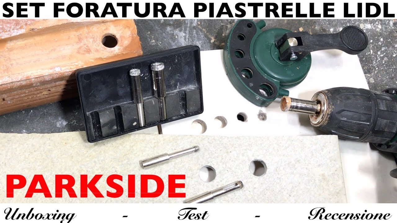 Come forare le piastrelle. Set di foretti diamantati con guida a ventosa. Lidl. Parkside. Fai da te