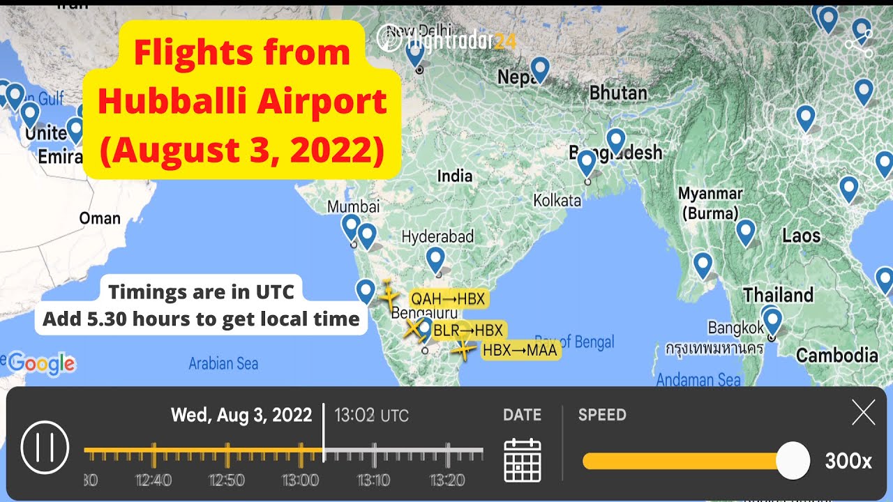 Hubballi Airport: Animation of Arriving/Departing Flights