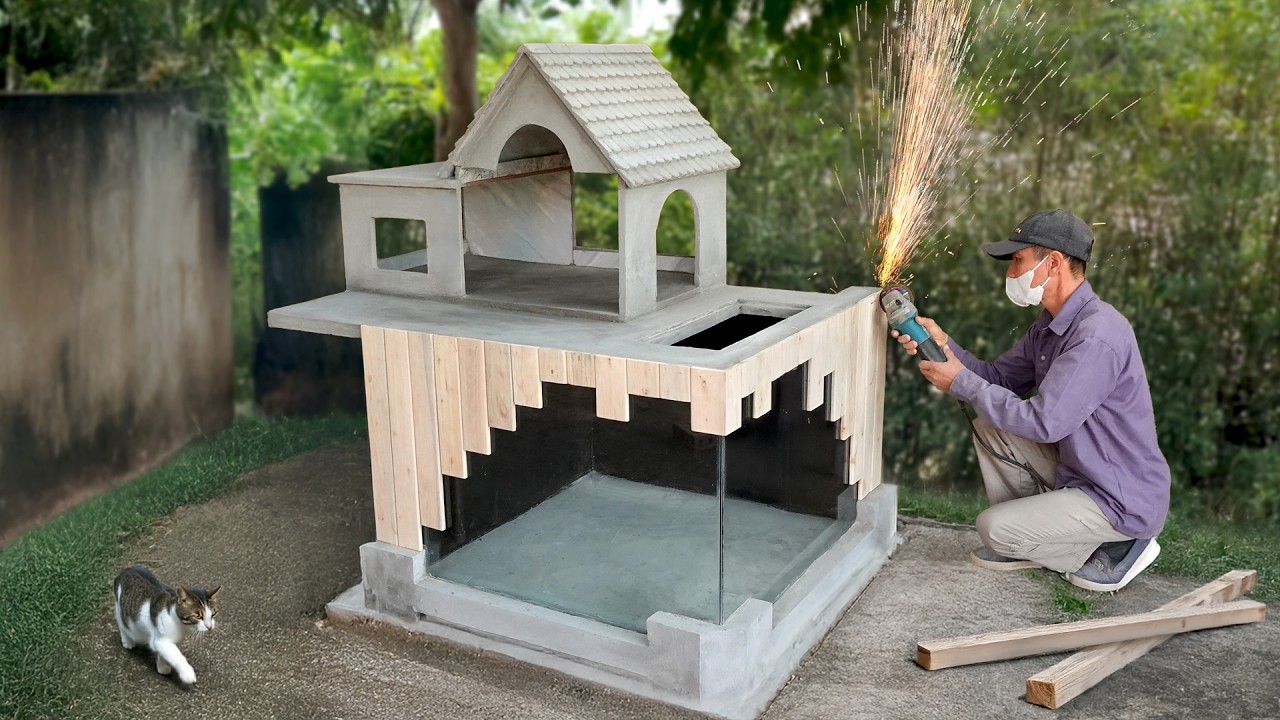 Challenge to build cat house and aquarium combo from woods