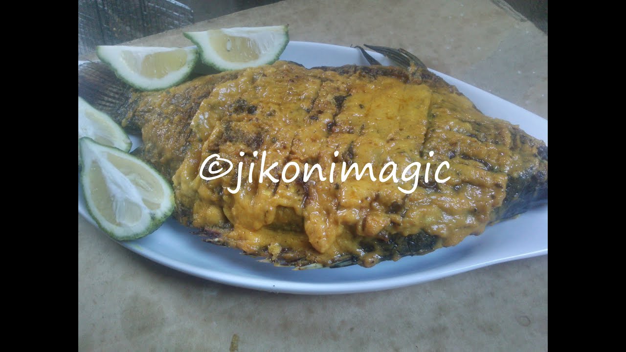 Samaki wa Kupaka (Whole Barbecued Tilapia Fish with Coconut Sauce) - Jikoni Magic