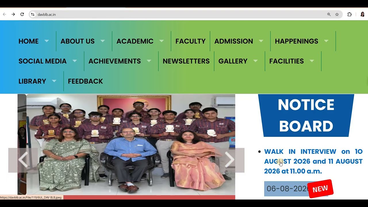D.A.V. SCHOOL TEACHERS WALK IN INTERVIEW 2026