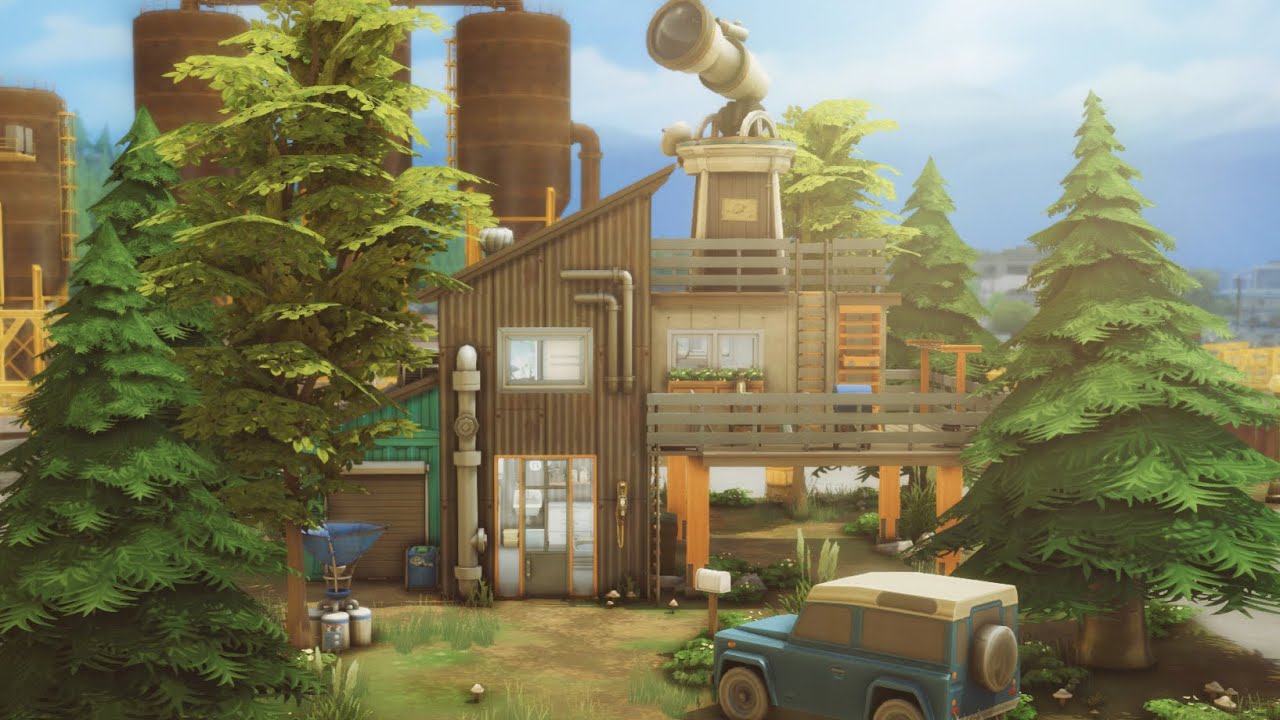 Astronomer's Tiny House 🪐🌱 | The Sims 4 | Speedbuild with Ambience Sounds