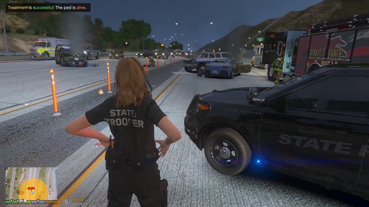 Gta 5 Lspdfr Playing As A Female State Trooper - Spike Strip Support #gta #gta5 #lspdfr