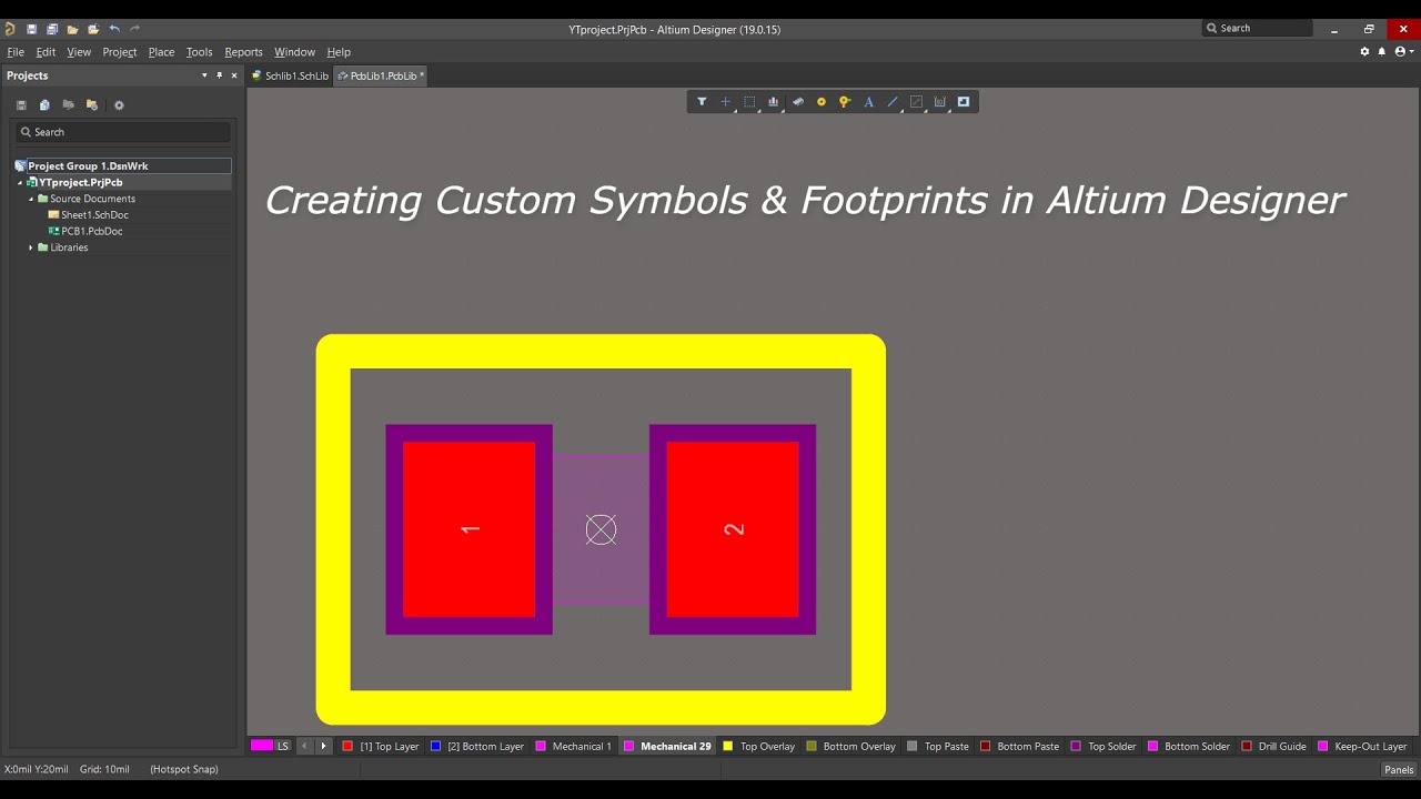Создание пользовательских символов и посадочных мест в Altium Designer | Часть 1