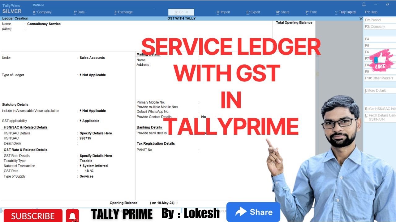 HOW TO CREATE SERVICE LEDGER WITH GST IN TALLYPRIME II LS TECHNIC II LOKESH SIR #viralvideo #viral
