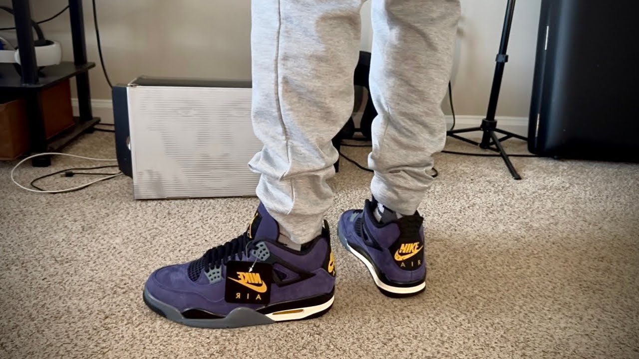 Обзор кроссовок Air Jordan 4 &ldquo;LAKE SHOW&rdquo; 💜💛 + фото на ногах