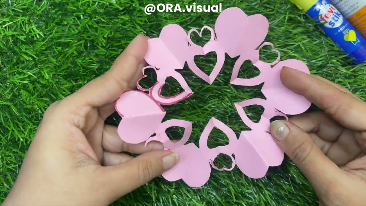 paper cutting / paper snowflake–style heart design craft #diy #papercraft #asmr #craft #ora #shorts 