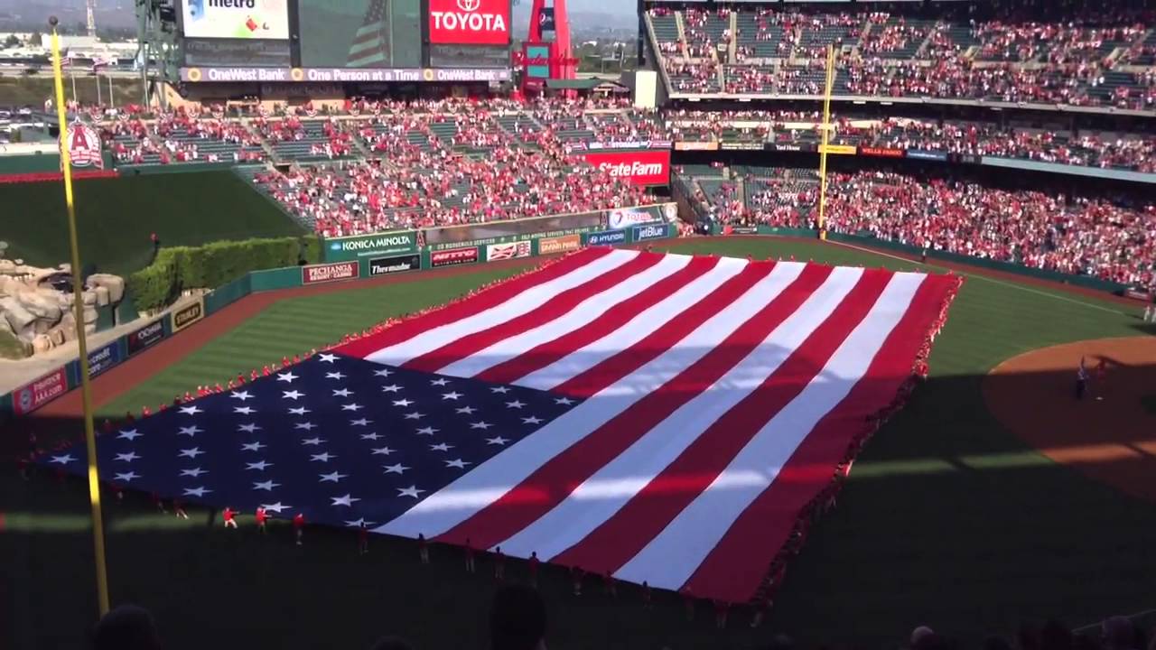July 4th National anthem and flyover Angel Stadium 2013