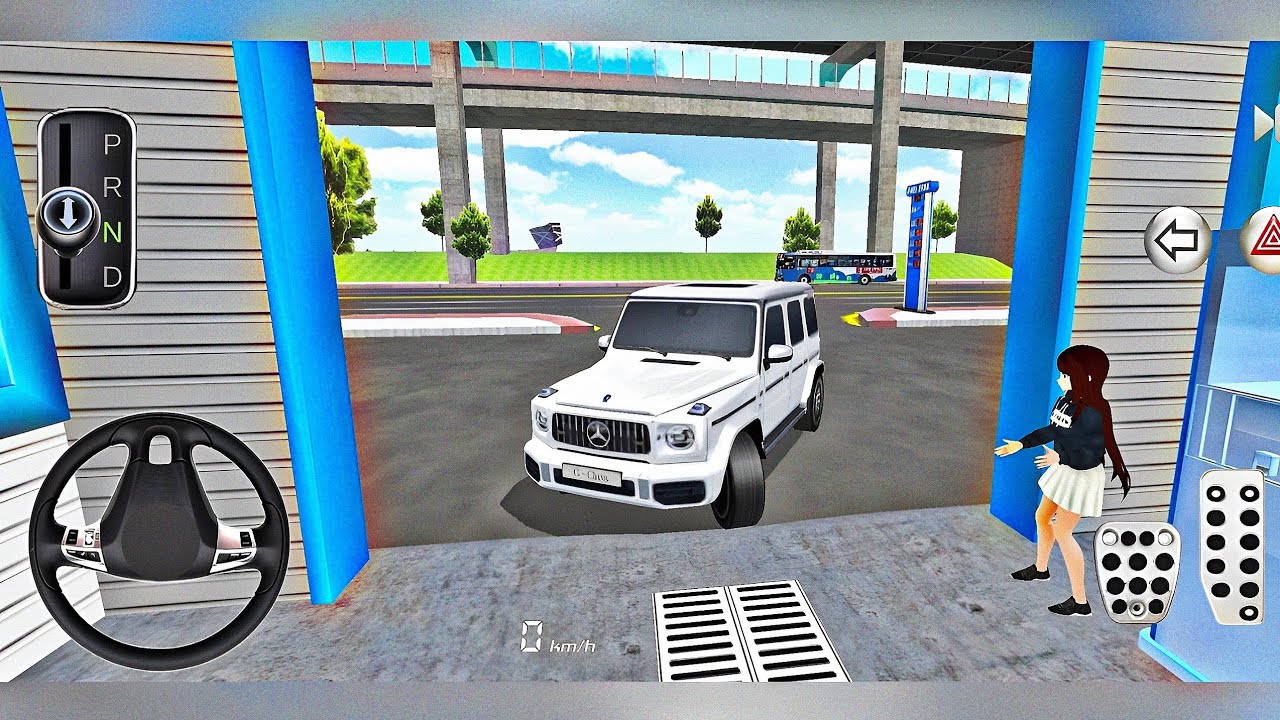 Driving New White MERCEDES G-WAGON for Car Wash at Gas Station ⛽ - 3D Driving Class 