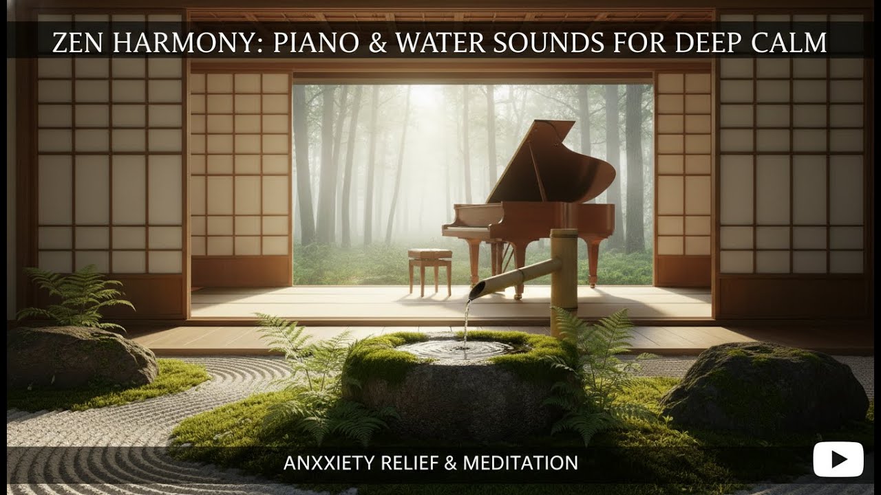 Instant Anxiety Relief: Piano & Bamboo Water Sounds