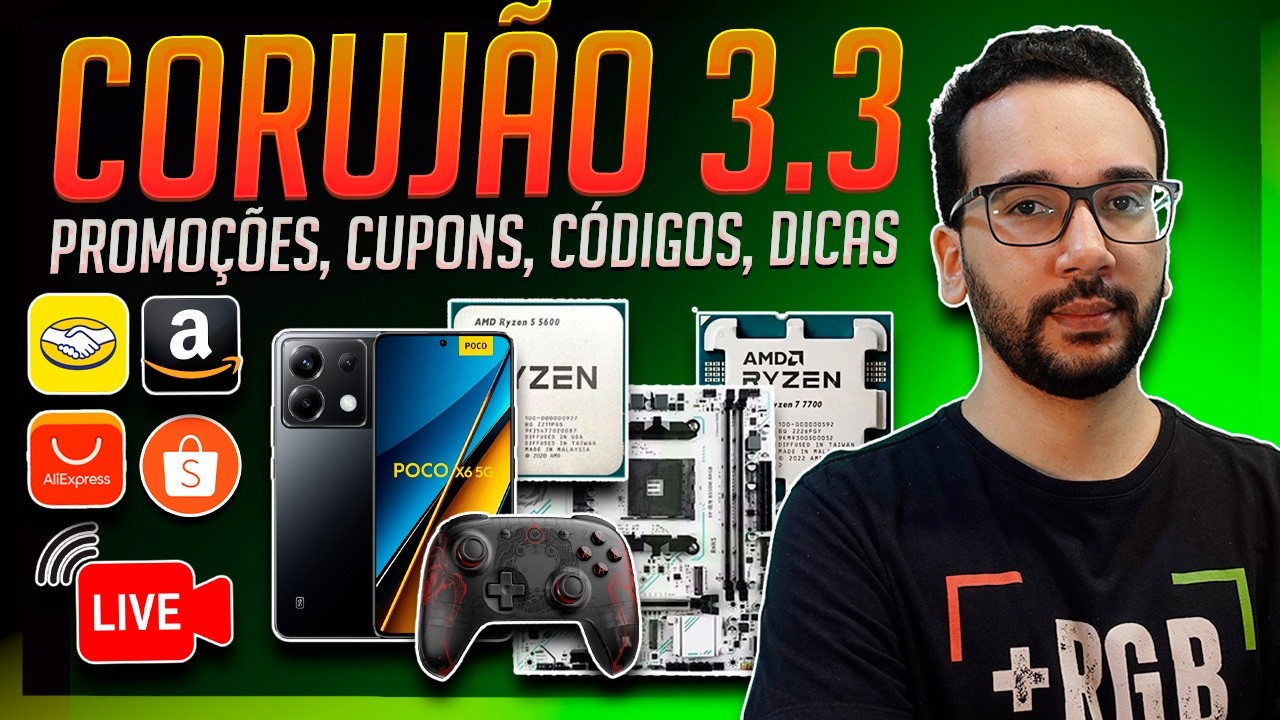 AO VIVO! As MAIORES Promoções no 3.3! AliExpres, Shopee, Mercado Livre, Amazon,  e mais!