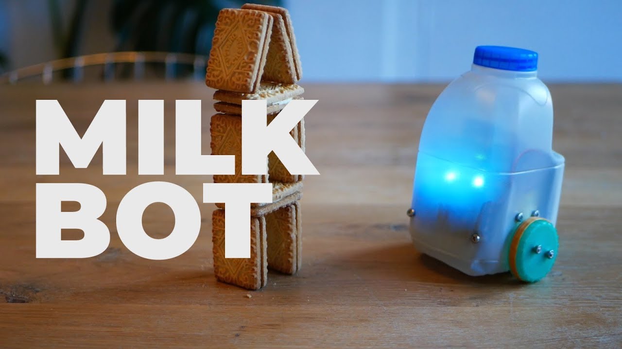 Make a cute robot out of a milk bottle