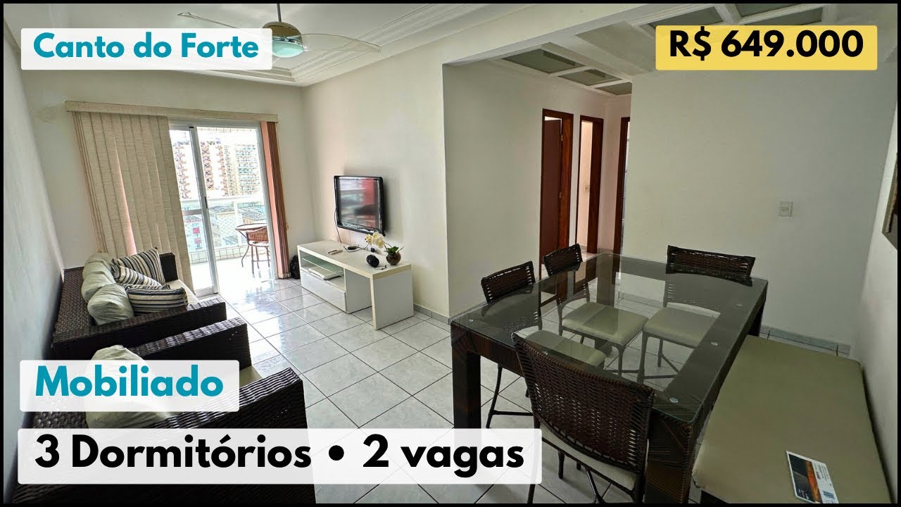 #896 OPORTUNIDADE: Apartamento com 3 dormitórios, 2 vagas no Canto do Forte, Praia Grande -SP