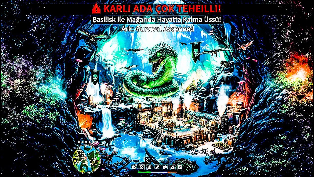 🚨 KARLI ADA &Ccedil;OK TEHLİKELİ! Basilisk ile Mağarada Hayatta Kalma &Uuml;ss&uuml;! Ark Ark: Survival Ascended # 7