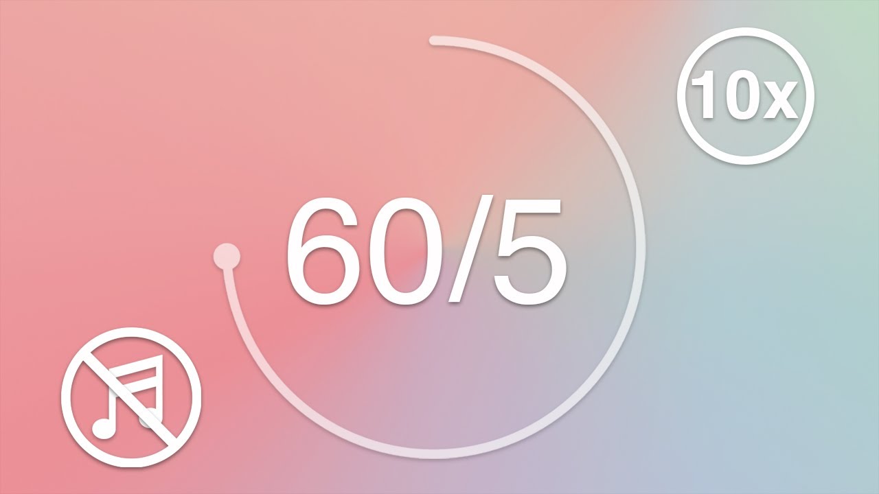 60 Minute Timer - 5 Minute Break - Pomodoro Technique - Pastel Color Wheel