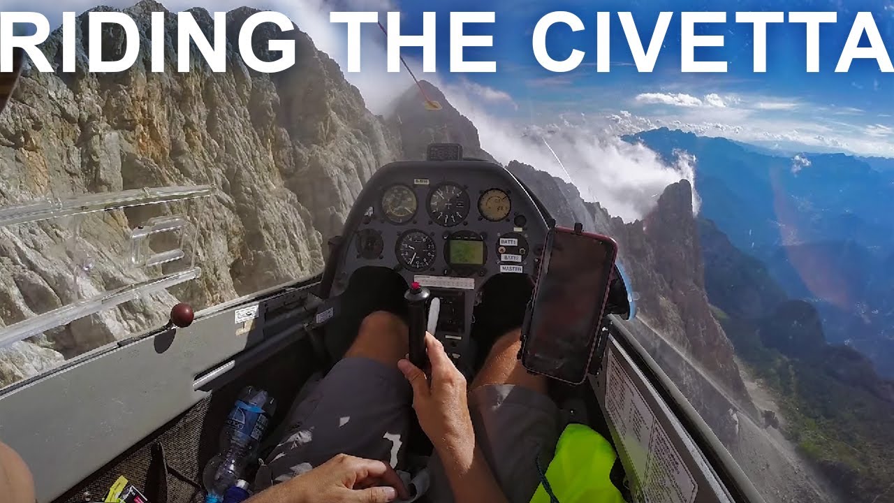 Volo in aliante sulla vetta del Mt. Civetta - dinamica con vento da nord-ovest