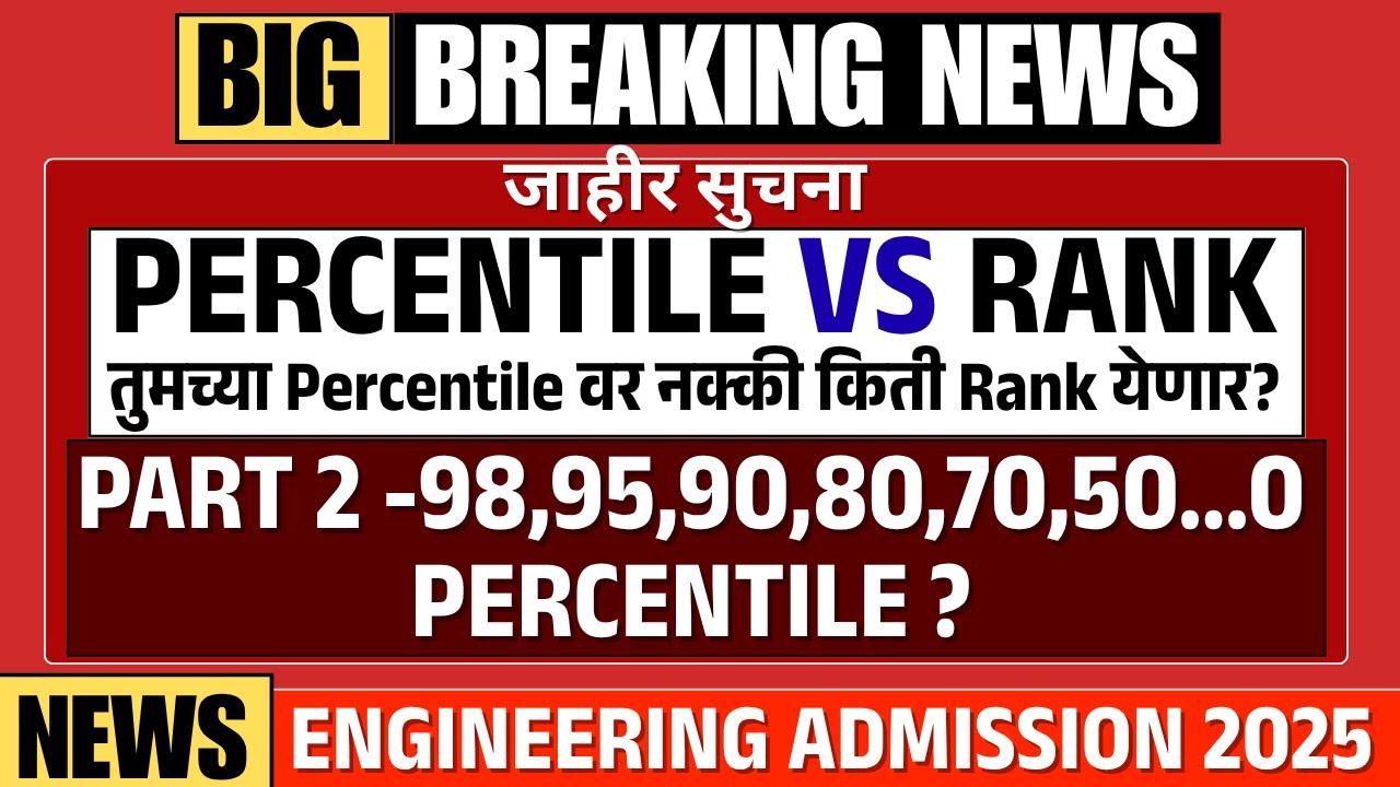 PART 2 - Percentile VS Rank तुमच्या पर्सेंटाईलवर नक्की किती Rank येणार ? Maha Engg Admission 2025