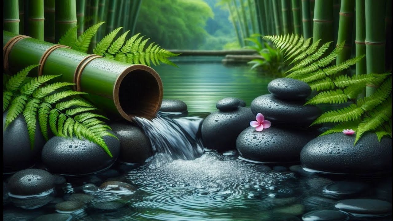 Long Sleep Music with Soft Piano and Water Sounds🎋Soothing Sleep Music